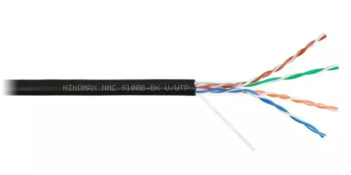 Витая пара UTP кат.5e, 4 пары, CU, 0.52 мм, 305, внешний, одножильный, PE, черный, NIKOMAX (NMC 9100B-BK)