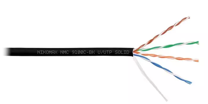 Витая пара UTP кат.5e, 4 пары, CU, 0.52 мм, 305, внутренний, одножильный, нг(А)-HF, черный, NIKOMAX (NMC 9100C-BK)