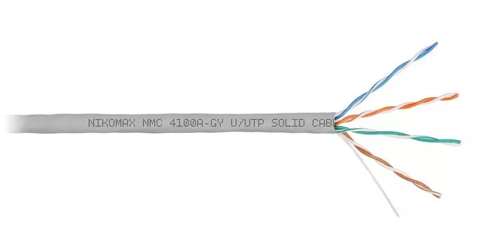 Витая пара UTP кат.5e, 4 пары, CU, 0.51 мм, 305, внутренний, одножильный, PVC, серый, NIKOMAX (NMC 4100A-GY)