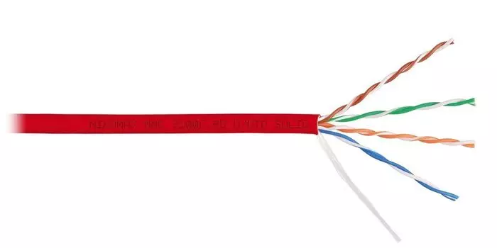 Витая пара UTP кат.5e, 4 пары, CU, 0.52 мм, 305, внутренний, одножильный, нг(А)-HF, красный, NIKOMAX (NMC 9100C-RD)