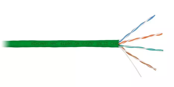 Витая пара UTP кат.5e, 4 пары, CU, 0.51 мм, 305, внутренний, одножильный, PVC, зеленый, NIKOMAX (NMC 4100A-GN)