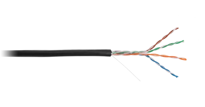 Витая пара UTP кат.5e, 4 пары, CCA, 0.5 мм, 305м., внешний, одножильный, черный, NETLAN (CCA-UU004-5E-PE-BK)