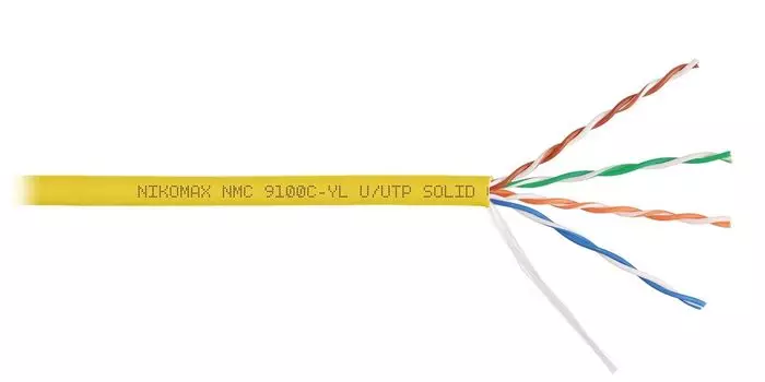 Витая пара UTP кат.5e, 4 пары, CU, 0.52 мм, 305, внутренний, одножильный, нг(А)-HF, желтый, NIKOMAX (NMC 9100C-YL)