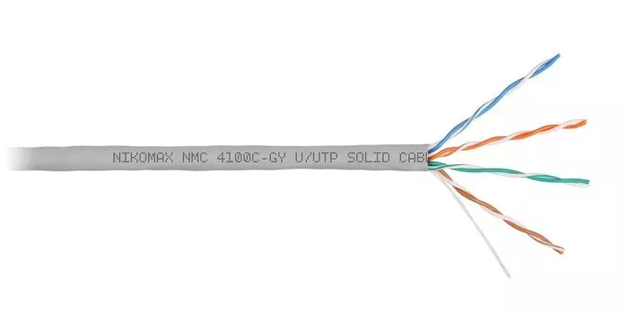 Витая пара UTP кат.5e, 4 пары, CU, 0.51 мм, 305, внутренний, одножильный, нг(А)-HF, серый, NIKOMAX (NMC 4100C-GY)