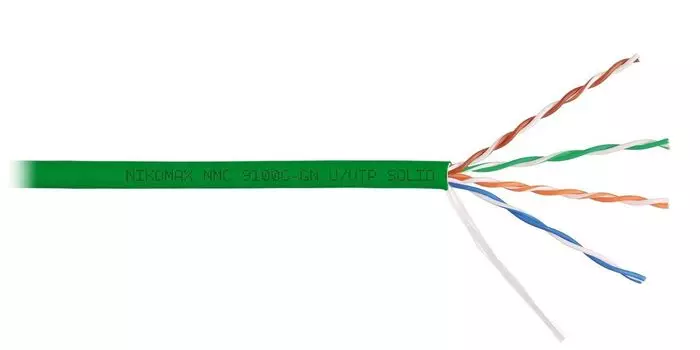 Витая пара UTP кат.5e, 4 пары, CU, 0.52 мм, 305, внутренний, одножильный, нг(А)-HF, зеленый, NIKOMAX (NMC 9100C-GN)