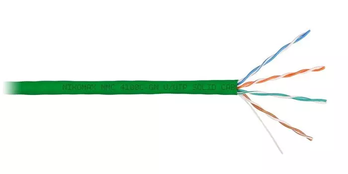 Витая пара UTP кат.5e, 4 пары, CU, 0.51 мм, 305, внутренний, одножильный, нг(А)-HF, зеленый, NIKOMAX (NMC 4100C-GN)