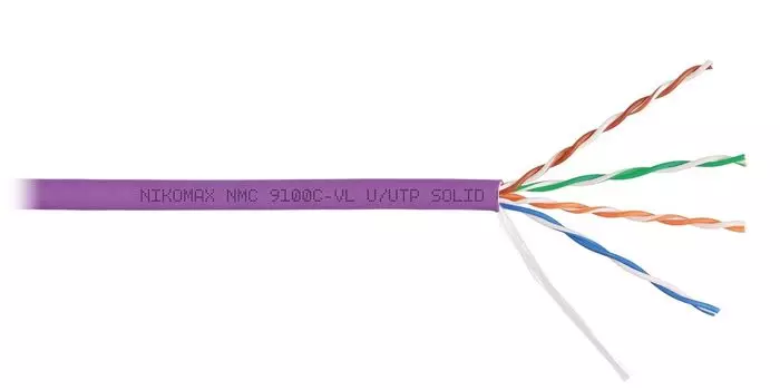 Витая пара UTP кат.5e, 4 пары, CU, 0.52 мм, 305, внутренний, одножильный, нг(А)-HF, фиолетовый, NIKOMAX (NMC 9100C-VL)