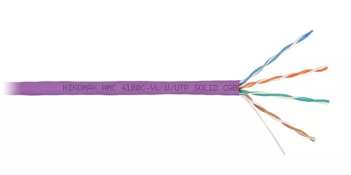 Витая пара UTP кат.5e, 4 пары, CU, 0.51 мм, 305, внутренний, одножильный, нг(А)-HF, фиолетовый, NIKOMAX (NMC 4100C-VL)