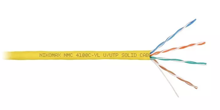 Витая пара UTP кат.5e, 4 пары, CU, 0.51 мм, 305, внутренний, одножильный, нг(А)-HF, желтый, NIKOMAX (NMC 4100C-YL)
