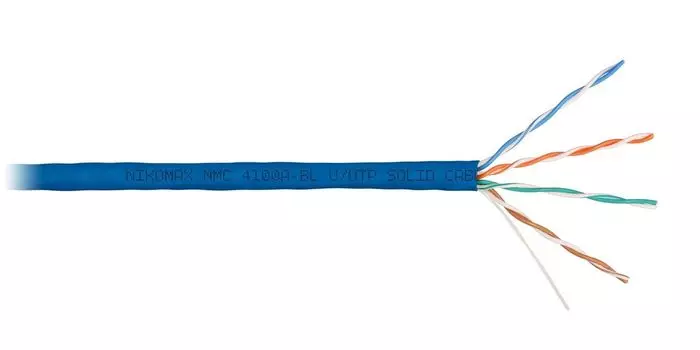 Витая пара UTP кат.5e, 4 пары, CU, 0.51 мм, 305, внутренний, одножильный, PVC, синий, NIKOMAX (NMC 4100A-BL)