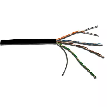 Витая пара UTP кат.5e, 4 пары, CCA, 305м., внутренний, одножильный, LSZH, черный, Lanmaster (LAN-5EUTP-PT-LSZH-BK)