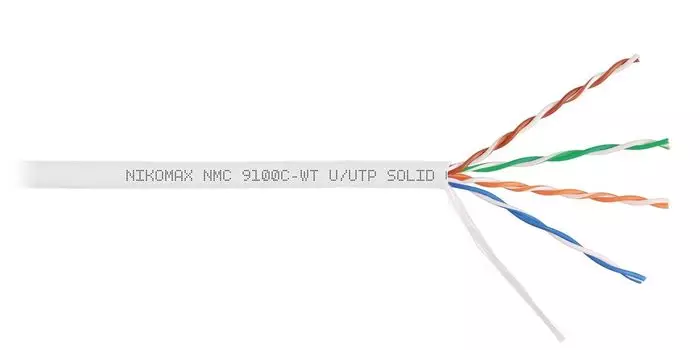 Витая пара UTP кат.5e, 4 пары, CU, 0.52 мм, 305, внутренний, одножильный, нг(А)-HF, белый, NIKOMAX (NMC 9100C-WT)