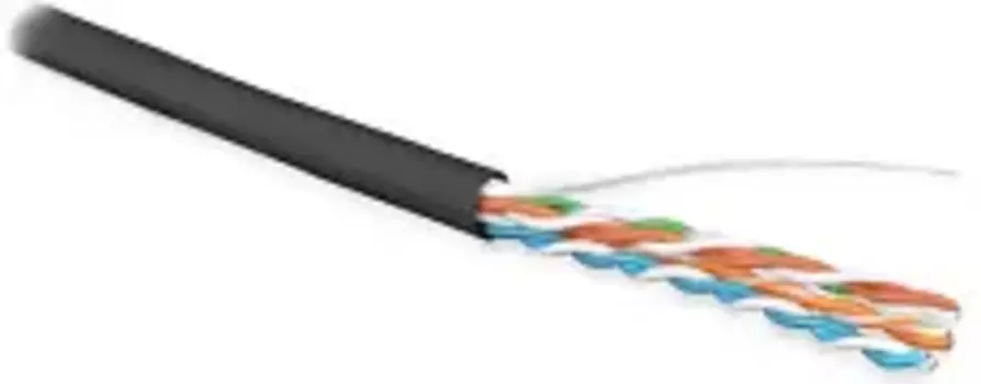 Витая пара UTP кат.5e, 4 пары, CU, 0.51 мм, 500м., внешний, одножильный, нг(А)-HF (LSZH), черный, Hyperline UUTP4R-C5E-S24-OUT-LSZH-BK-500 (UUTP4R-C5E-S24-OUT-LSZH-BK-500)