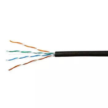 Витая пара UTP кат.5e, 4 пары, CU, 0.46 мм, 100м., внешний, одножильный, черный, SkyNet Light (CSL-UTP-4-CU-OUT/100)