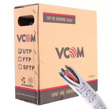 Витая пара UTP кат.5e, 4 пары, CCA, 0.5мм, 100м., внутренний, одножильный, белый, VCOM (VNC1000)