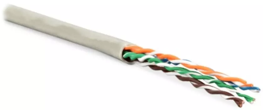 Витая пара UTP кат.5e, 4 пары, CU, 1м., внутренний, многожильный, LSZH, серый, Hyperline (UUTP4R-C5E-P24-IN-LSZH-GY)