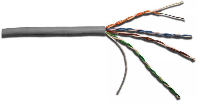 Витая пара UTP кат.5e, 4 пары, CU, 305м., внутренний, одножильный, LSZH, серый, Lanmaster (LAN-5EUTP-LSZH-GY)