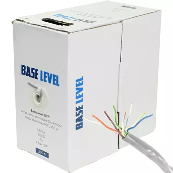 Витая пара UTP кат.5e, 4 пары, CU, 305м., внутренний, одножильный, серый, BaseLevel (BL-UTP04-5e,CU PVC)