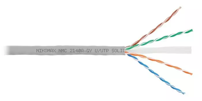 Витая пара UTP кат.6, 4 пары, CU, 0.53 мм, 305м., внутренний, одножильный, PVC, серый, NIKOMAX (NMC 2140A-GY)