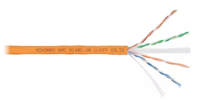 Витая пара UTP кат.6, 4 пары, CU, 0.57 мм, 305м., внутренний, одножильный, нг(А)-HF, оранжевый, NIKOMAX (NMC 9140C-OR)