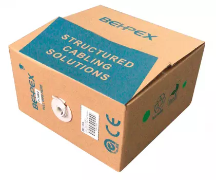 Витая пара UTP кат.6, 4 пары, CCA, 0.55 мм, 305м., внутренний, одножильный, серый, Behpex (1147111)