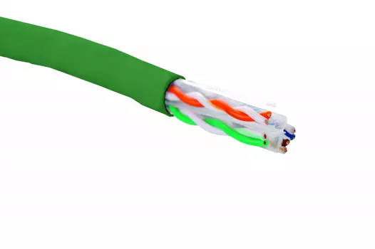 Витая пара UTP кат.6, 4 пары, CU, 0.56мм, 305м., внутренний, одножильный, зеленый, Eurolan (19C-U6-12GR-B305)