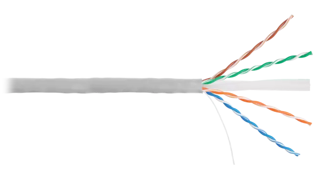 Витая пара UTP кат.6, 4 пары, CU, 0.5 мм, 305м., внутренний, одножильный, серый, NETLAN (EC-UU004-6-PVC-GY)
