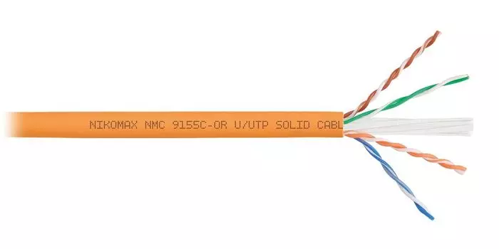 Витая пара UTP кат.6a, 4 пары, CU, 0.57 мм, 500м., внутренний, одножильный, нг(А)-HF, оранжевый, NIKOMAX (NMC 9155C-OR)