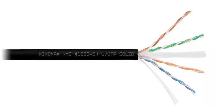 Витая пара UTP кат.6a, 4 пары, CU, 0.57 мм, 305м., внутренний/внешний, одножильный, нг(А)-HF, черный, NIKOMAX (NMC 4155C-BK)