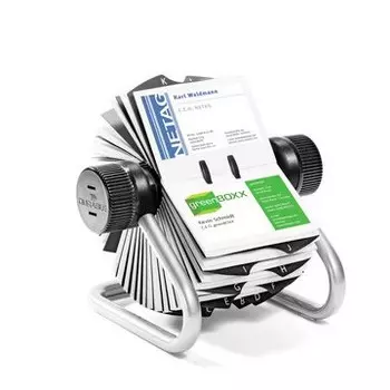 Визитница настольная Durable Visifix 2481-23 104х72мм (400 визиток) вклад.:200шт. серебристый(2481-23)