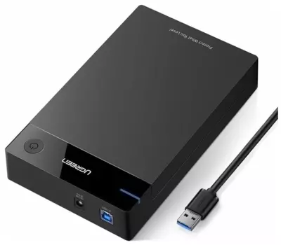 Внешний бокс Ugreen US222, 1x2.5"/3.5" USB 3.0, пластик, черный (50422)