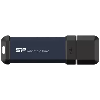 Внешний SSD Silicon Power MS60 500Gb, USB 3.2 Gen 2, черный/синий (SP500GBUF3S60V1B)