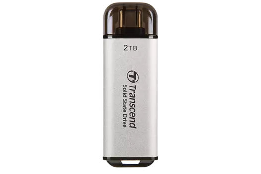 Внешний SSD Transcend ESD300 2Tb, 1.8", USB 3.2 Gen 2 Type-C, серебристый (TS2TESD300S)