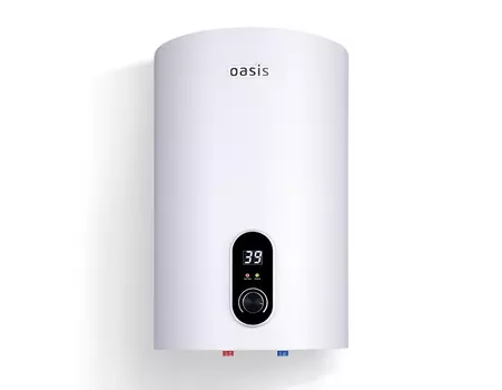 Водонагреватель электрический накопительный 80л/нержавеющая сталь - 2кВт, 75°C, вертикальная, нижняя подводка, способ крепления: настенный установка, oasis Steel 80SN (80SN)