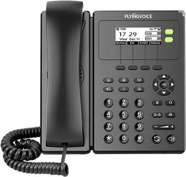 VoIP-телефон FLYINGVOICE P10, 2 линии, 2 SIP-аккаунта, монохромный дисплей, черный (P10)