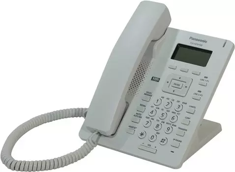 VoIP-телефон Panasonic KX-HDV130 белый, 2 линии, монохромный дисплей, PoE, белый