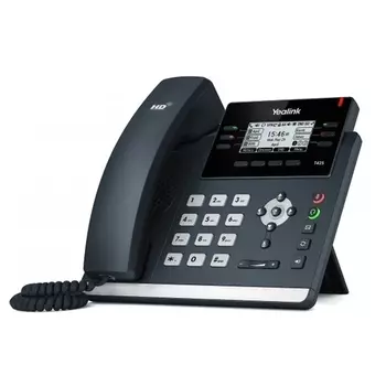 VoIP-телефон Yealink SIP-T42S, 12 линий, монохромный дисплей, PoE, черный, без БП
