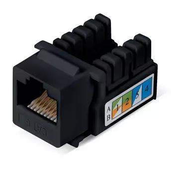 Вставка Keystone Cabeus KJ-RJ45-Cat.6-90-BK, RJ-45 / 110 cat.6, 1 шт., черный (KJ-RJ45-Cat.6-90-BK)