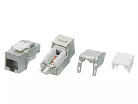 Вставка Keystone Hyperline, RJ-45(8P8C) cat.6 экранированный, 1шт., серый (KJ9-8P8C-C6-90-SH-F)