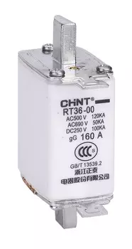 Вставка плавкая CHINT RT36-0-160, 100А, габарит 0, белый (521232)