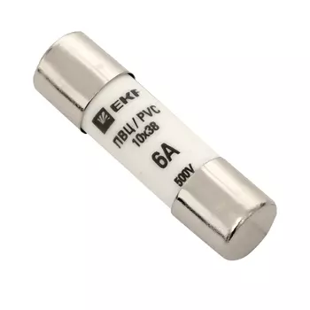 Вставка плавкая EKF ПВЦ, 6А, 10х38, белый (pvc-10x38-6)