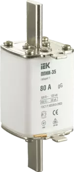 Вставка плавкая IEK ППНИ-35, 80А, габарит 1, белый (DPP30-080)