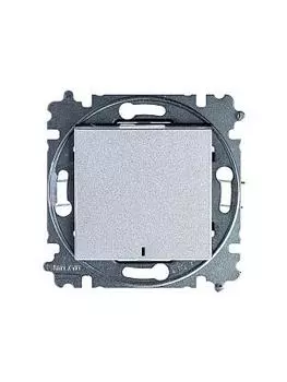 Выключатель ABB Levit, 1кл., индикатор/подсветка, скрытый монтаж, механизм с накладкой без рамки, серебро / дымчатый чёрный (2CHH590146A6070)