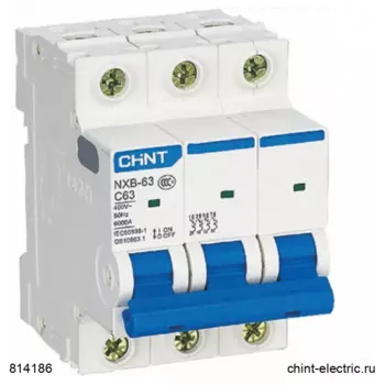Выключатель автоматический CHINT NXB-63 трехполюсный (3P/3П) 32А D 6кА (1609000)