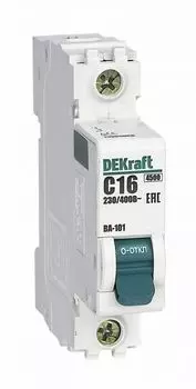 Выключатель автоматический DeKraft 11101DEK однополюсный (1P/1П) 10А D 4.5кА (11101DEK)