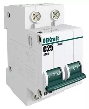 Выключатель автоматический DeKraft ВА-101 двухполюсный (2P/2П) 32А C 4.5кА (11069DEK)