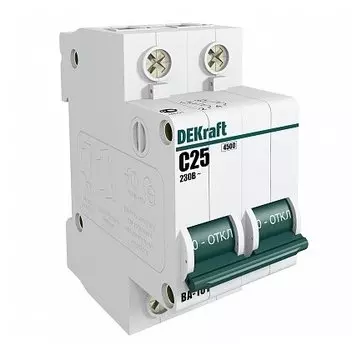 Выключатель автоматический DeKraft ВА-101 двухполюсный (2P/2П) 10А B 4.5кА (11017DEK)