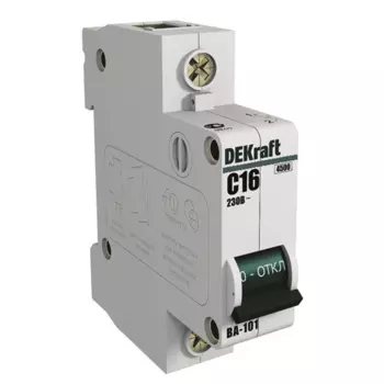 Выключатель автоматический DeKraft ВА-101 однополюсный (1P/1П) 16А D 4.5кА (11102DEK)