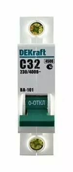 Выключатель автоматический DeKraft ВА-101 однополюсный (1P/1П) 32А D 4.5кА (11105DEK)