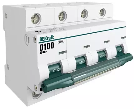 Выключатель автоматический DeKraft ВА-201 четырехполюсный (4P/4П) 100А C 10кА (13012DEK)